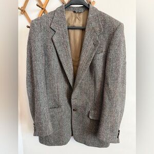 Harris Tweed Moore's Brown Herringbone Wool Blazer 40R